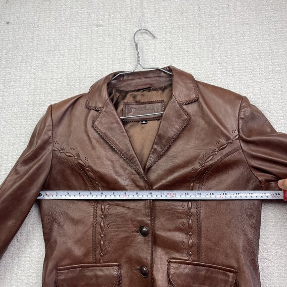 VTG Dominique Western Brown Leather Jacket Women's M Hipster Biker Pockets - Picture 9 of 16